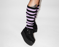 Purple & Black Stripe Knit Leg Warmer