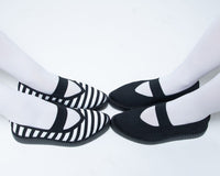 Black & White Striped Flyknit Pointed Mary Jane