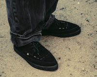 Black Suede Tie Pointed Lace Up EZC