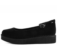Black Pointed Ballet Ankle Strap Creeper 