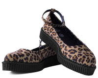 Leopard Pointed Ballet Ankle Strap Creeper 