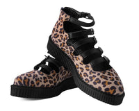 Leopard Faux Suede Multi-Strap Pointed Mary Jane Creeper