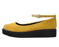 Mustard Faux Suede Pointed Ballet Ankle Strap Creeper
