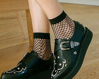 Black Fishnet Footie Crew Sock
