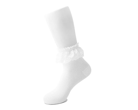 Women's White Knit Lace Sock