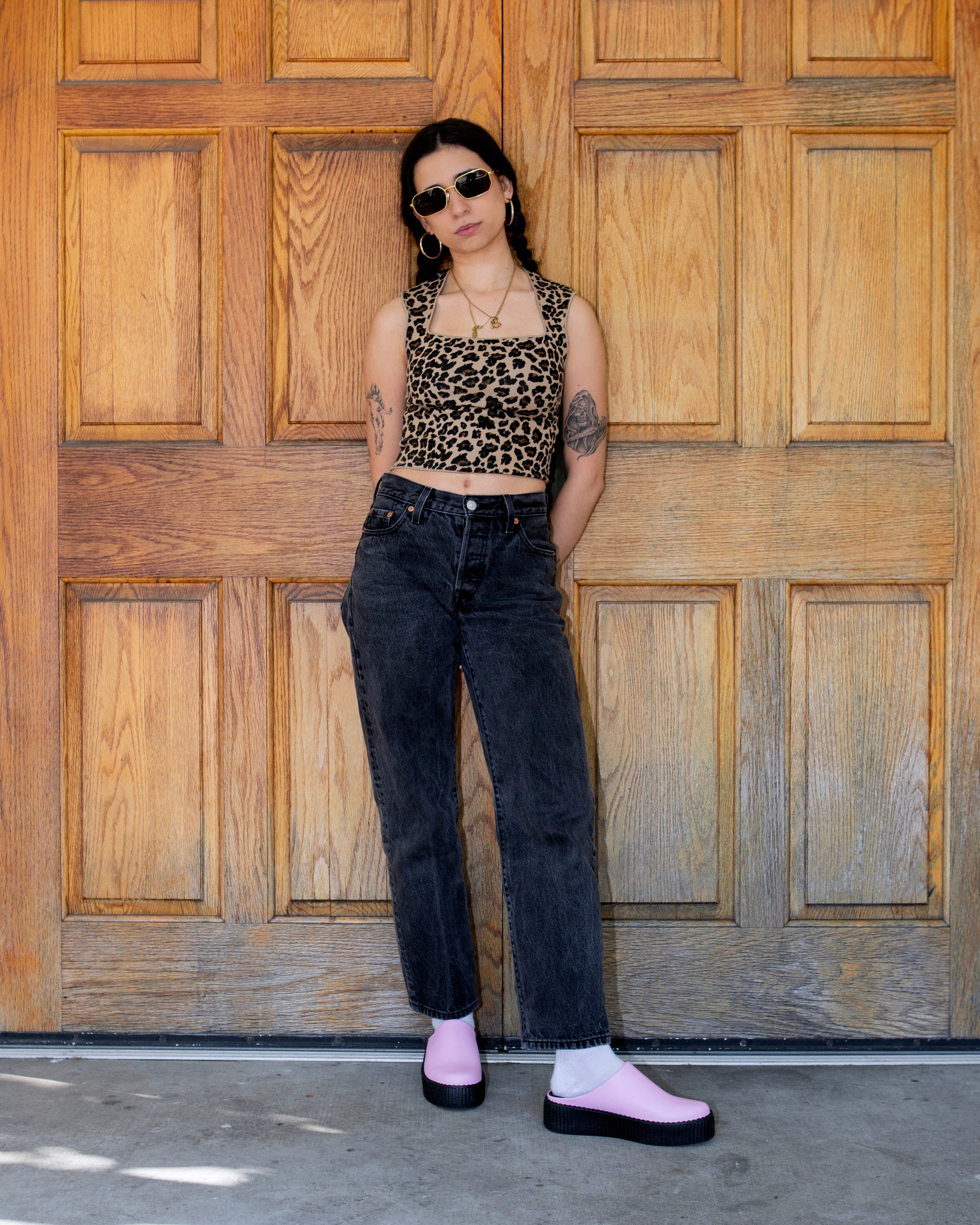 Pink Leather Viva Mondo Creeper Clog