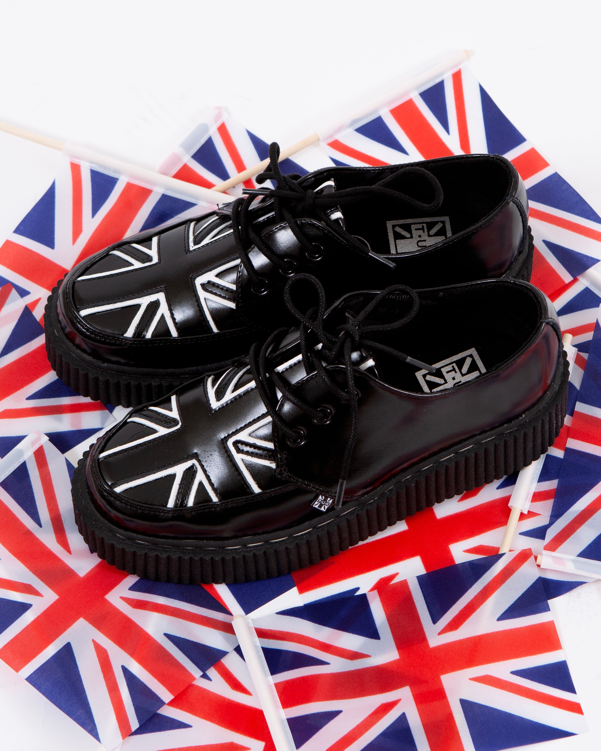 Black Leather Union Jack Vintage Mondo Creeper