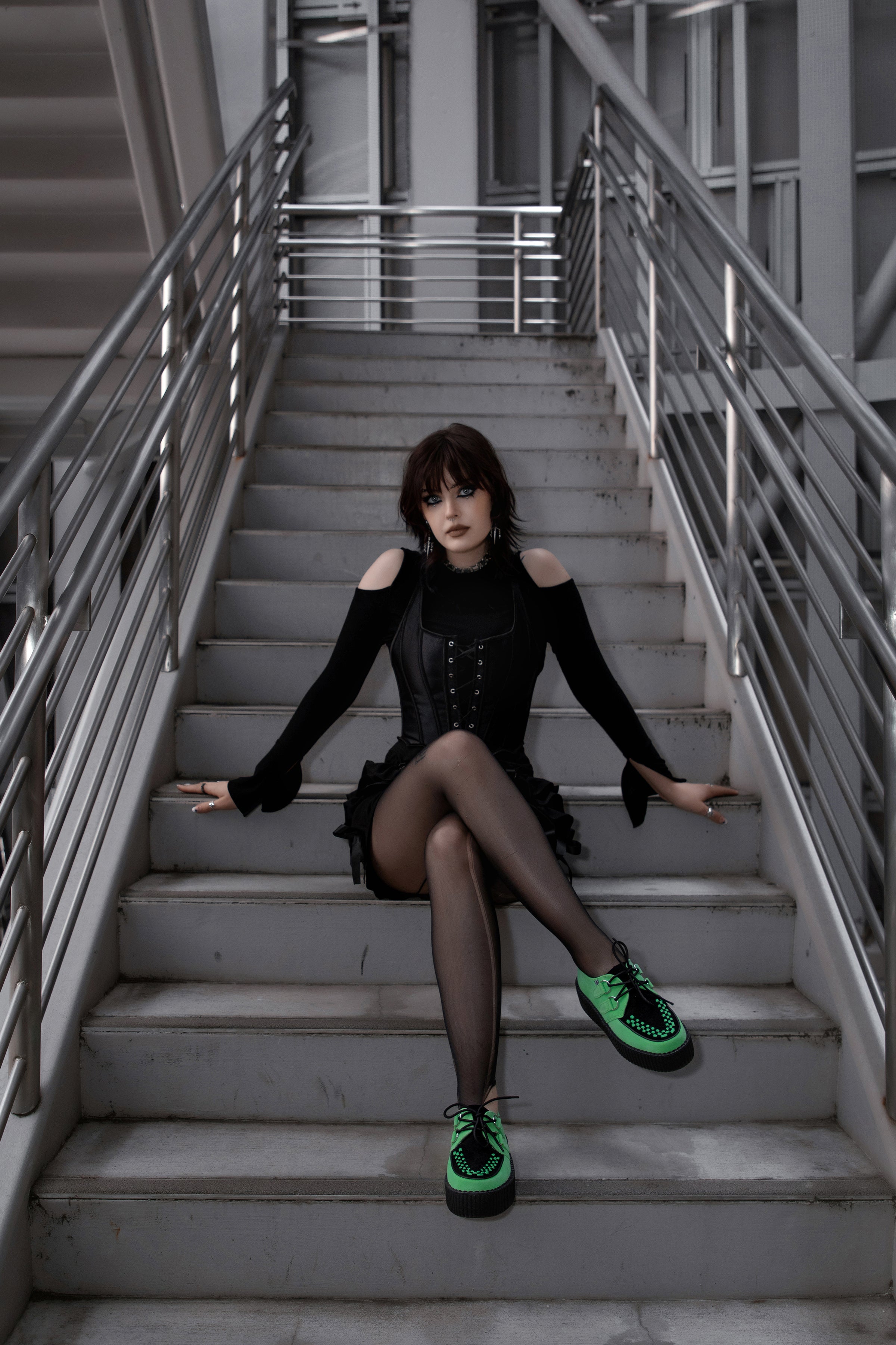 Neon Green & Black Suede Viva Mondo Creeper