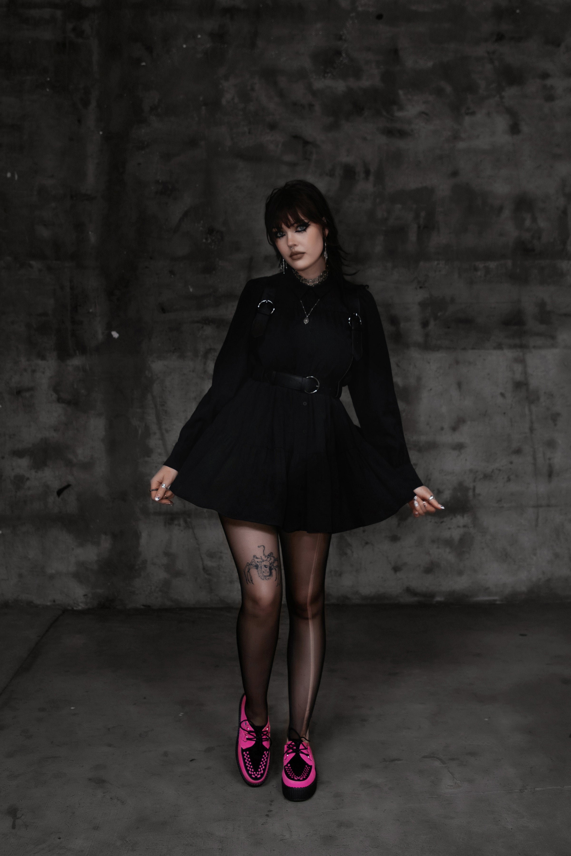 Neon Pink & Black Suede Viva Mondo Creeper