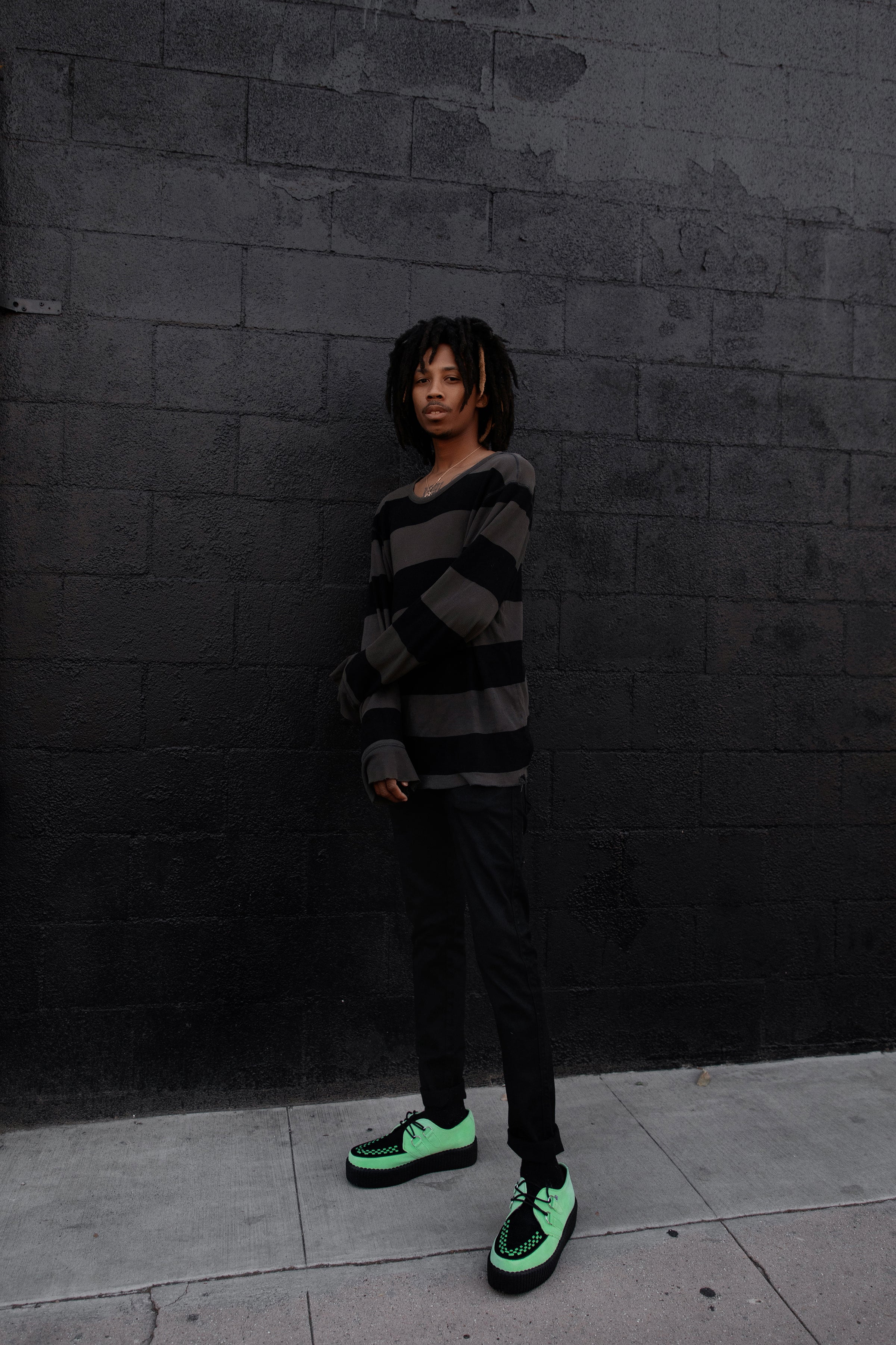 Neon Green & Black Suede Viva Mondo Creeper