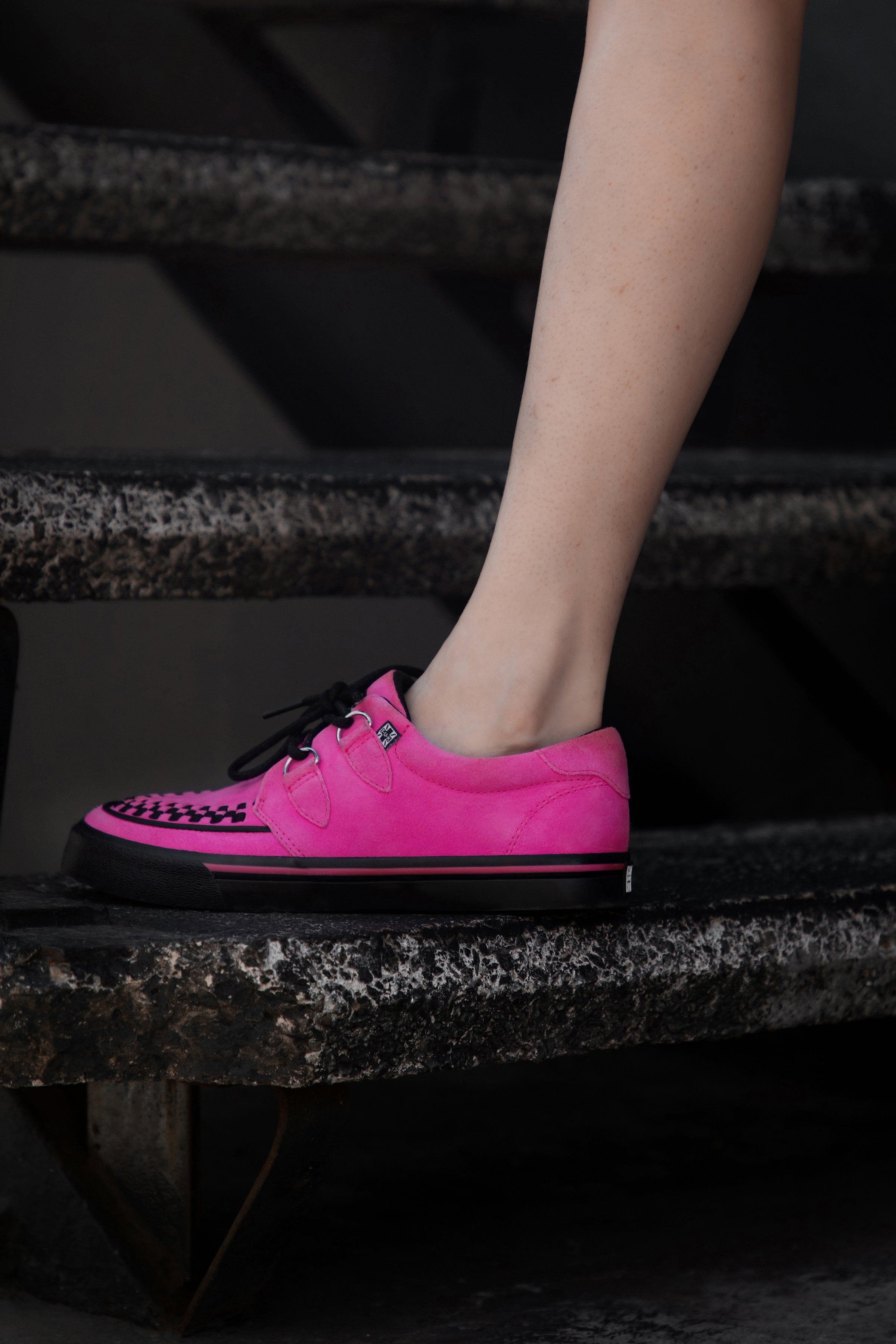 Neon Pink Suede Creeper Sneaker