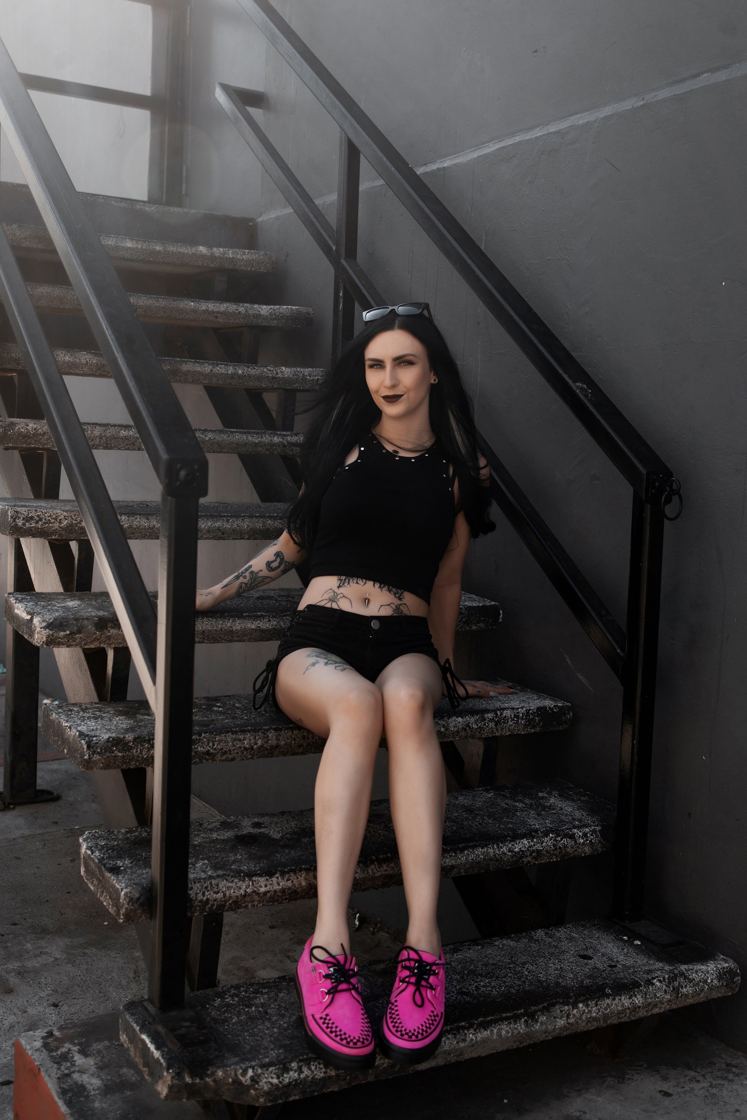 Neon Pink Suede Creeper Sneaker