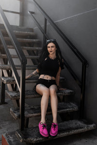 Neon Pink Suede Creeper Sneaker