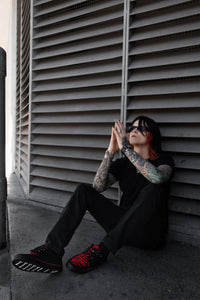 Black &Red Zebra Suede Creeper Sneaker