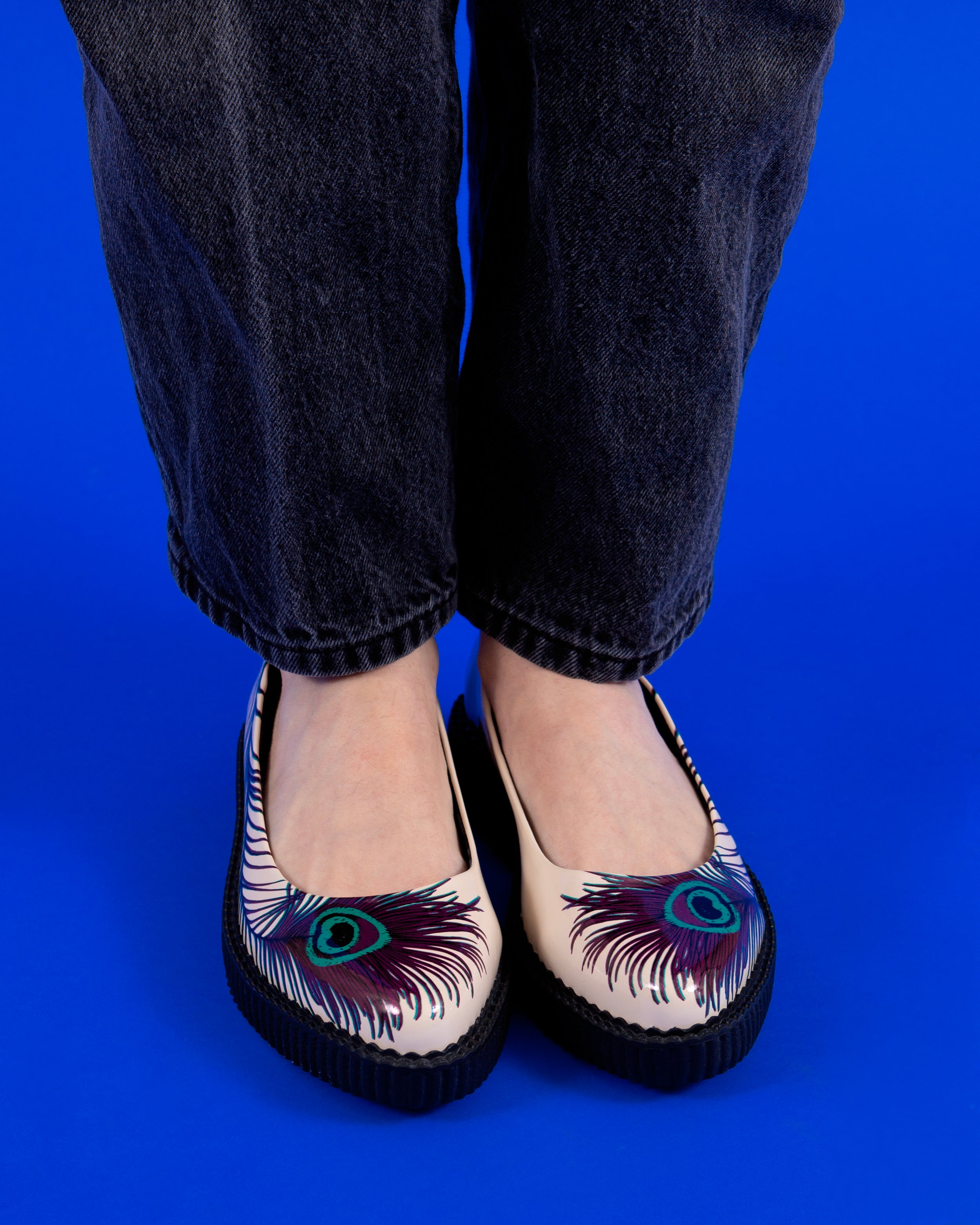 Cream Peacock Feather Ballet Creeper