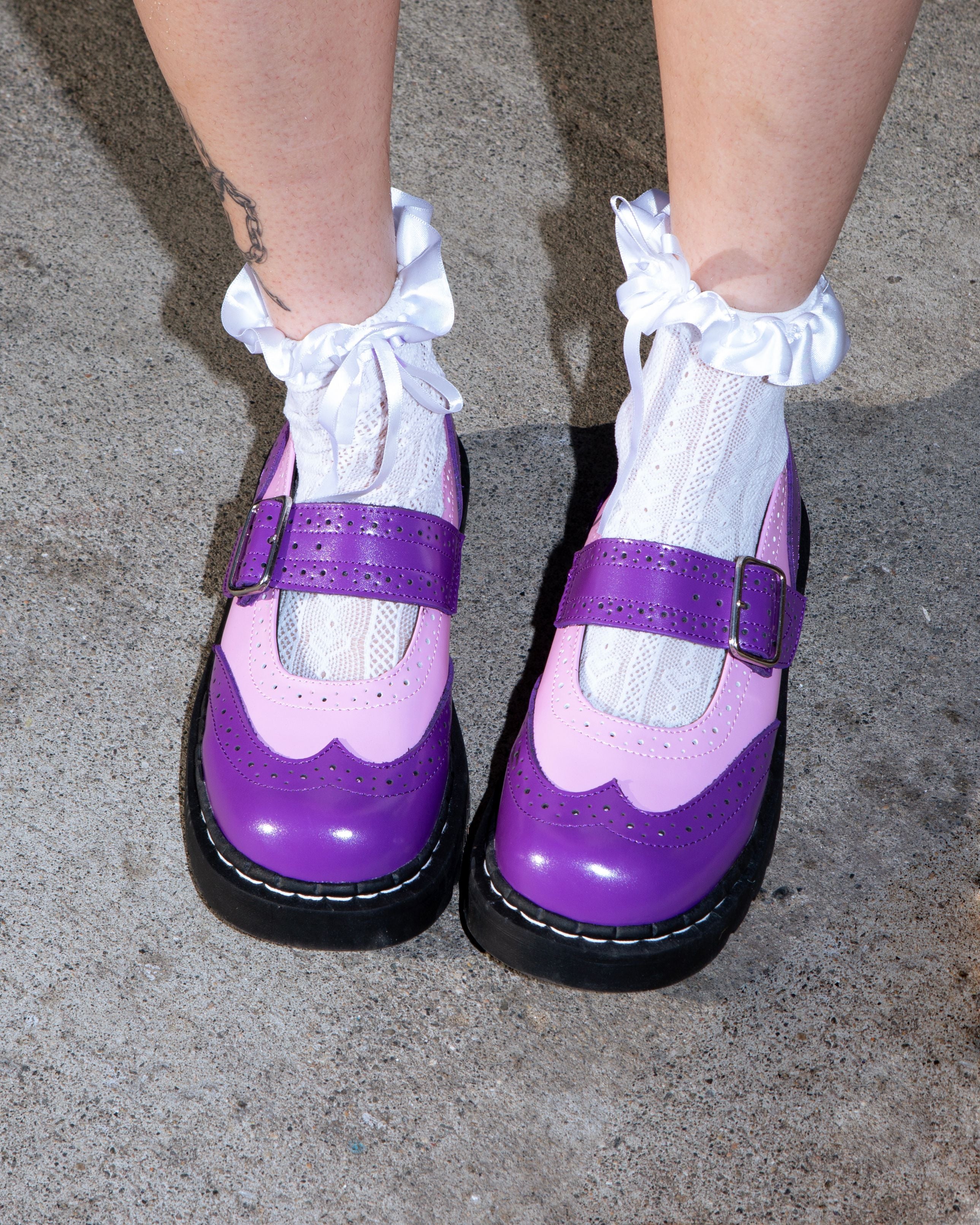 Pink & Purple Brogue Mary Jane