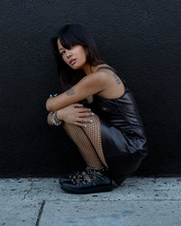 Black Studded Cross Strap Mary Jane