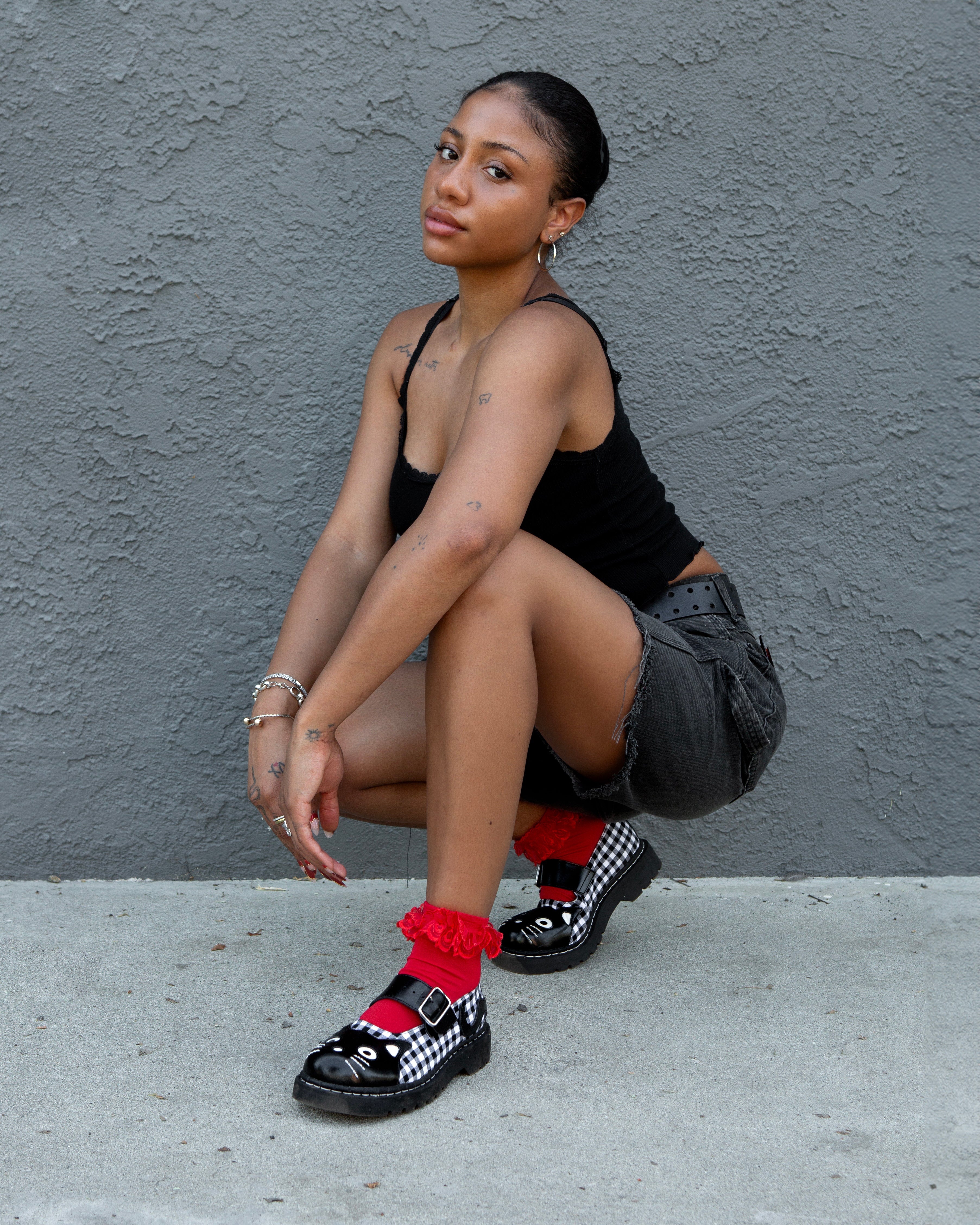 Black & White Gingham Kitty Mary Jane