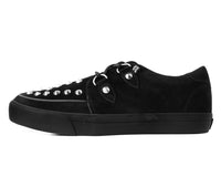 Black Suede Studded D-Ring Sneaker