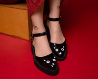 Black TUKskin™ Pointed Kitty Face Sandal