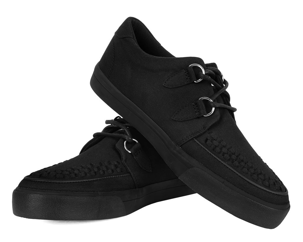 Black Basic Twill D-Ring Vegan Sneakers