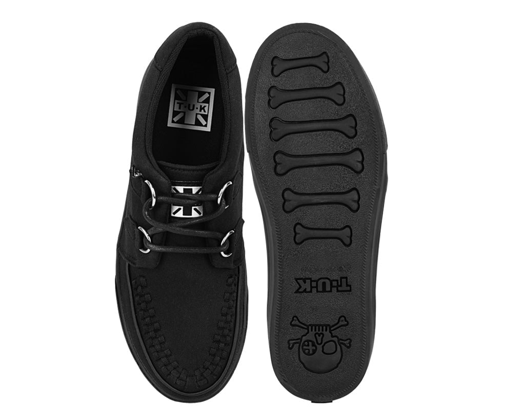 Black Twill Vegan Sneakers D-Ring Basic