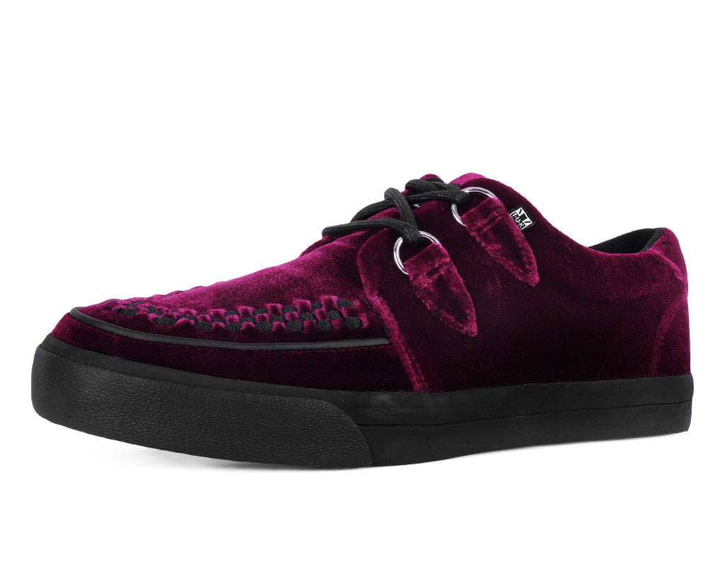 Burgundy Velvet D-Ring Interlace Sneaker