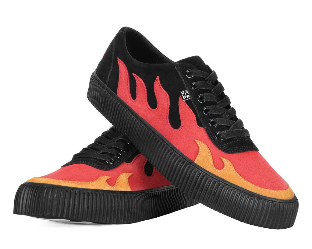 Black & Red Suede Flame Creeper Sneaker