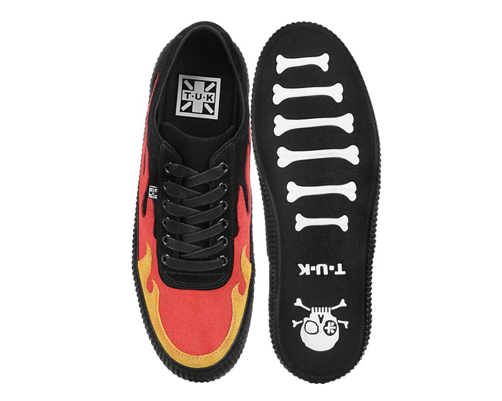 Black & Red Suede Flame Creeper Sneaker