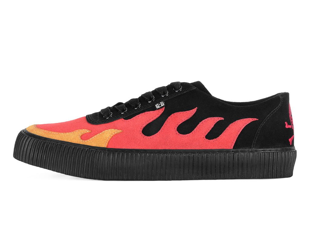 Black & Red Suede Flame Creeper Sneaker
