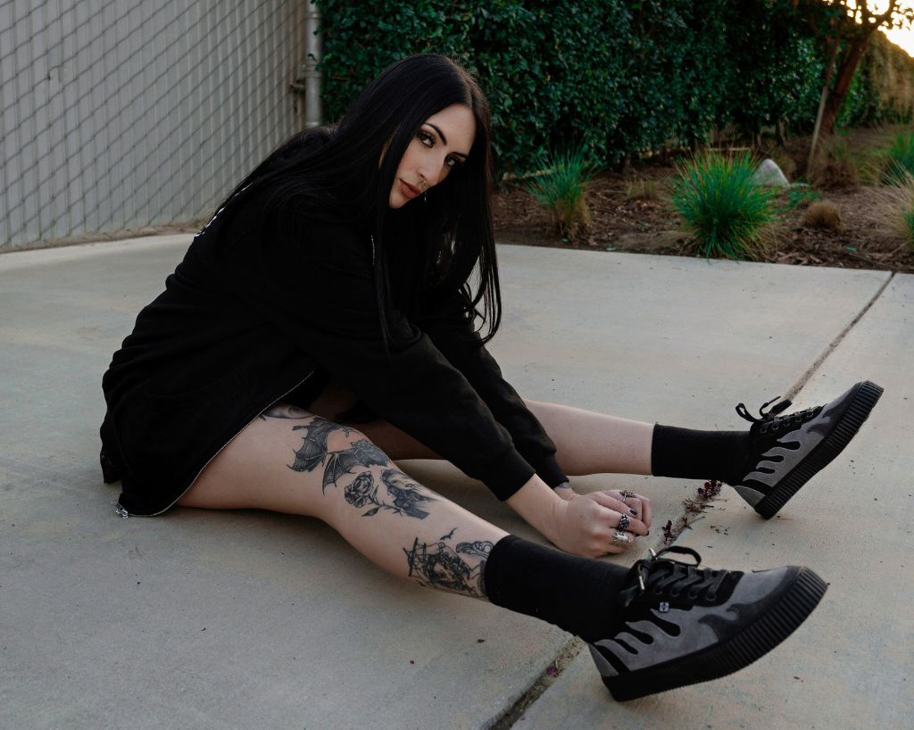 Black & Grey Suede Flame Creeper Sneaker