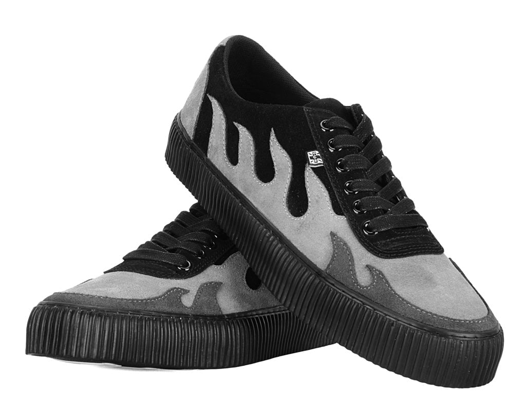 Black & Grey Suede Flame Creeper Sneaker