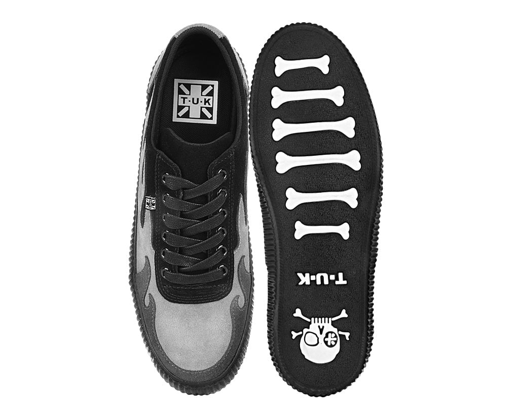 Black & Grey Suede Flame Creeper Sneaker