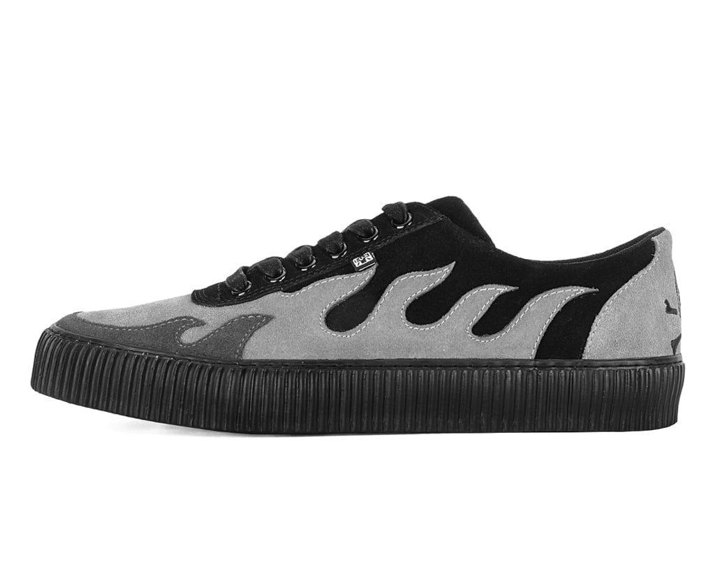 Black & Grey Suede Flame Creeper Sneaker