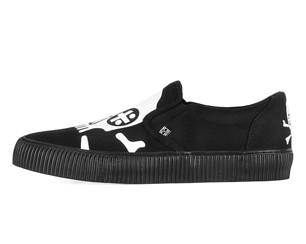 Black Skull Canvas Slip-On Sneaker