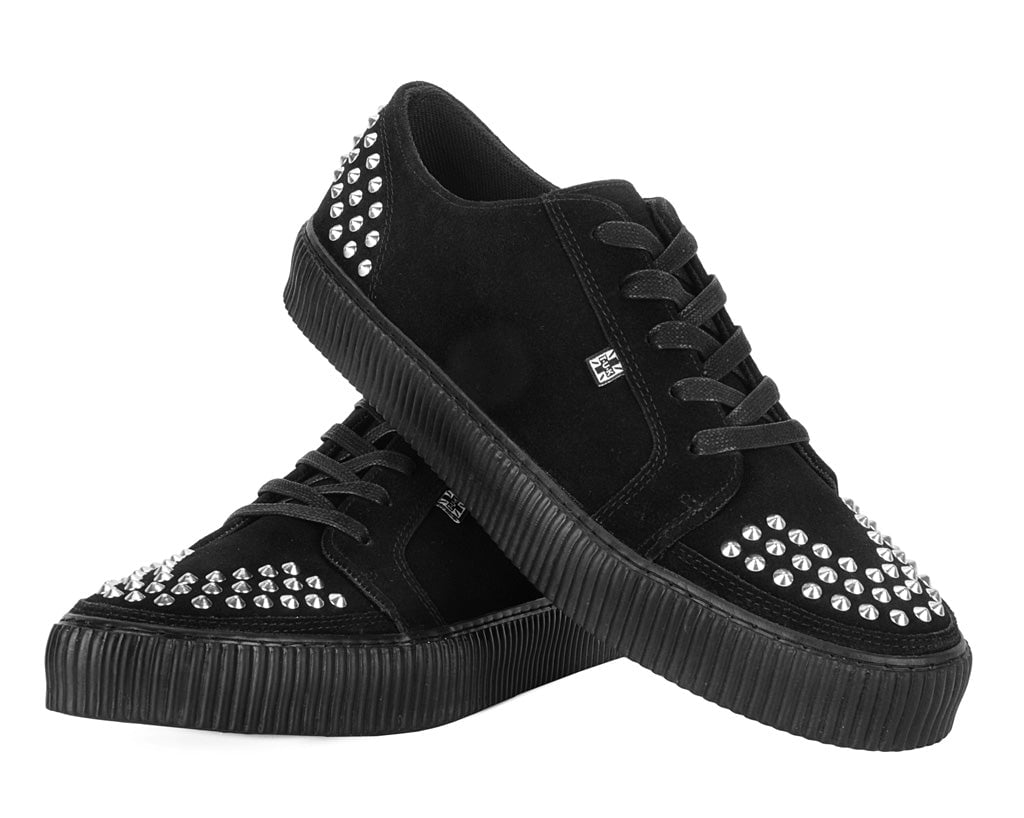 Black Suede Studded Creeper Sneaker