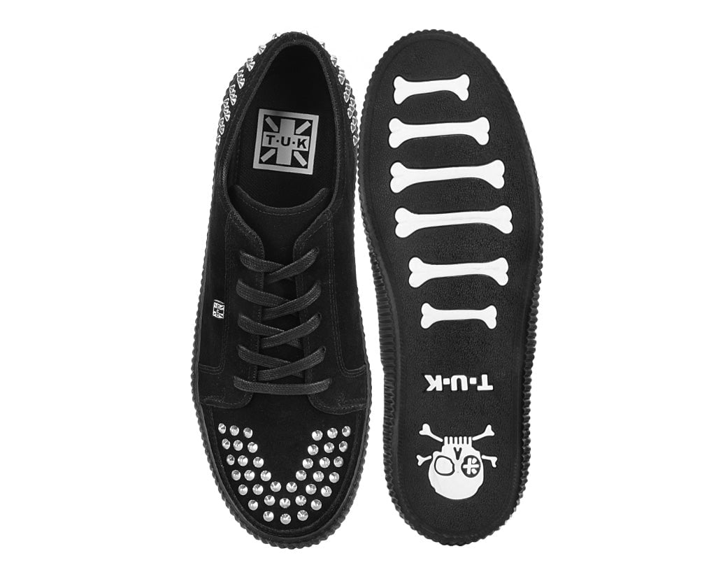 Black Suede Studded Creeper Sneaker