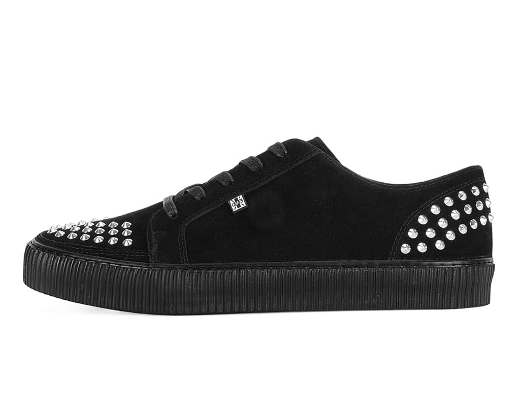 Black Suede Studded Creeper Sneaker