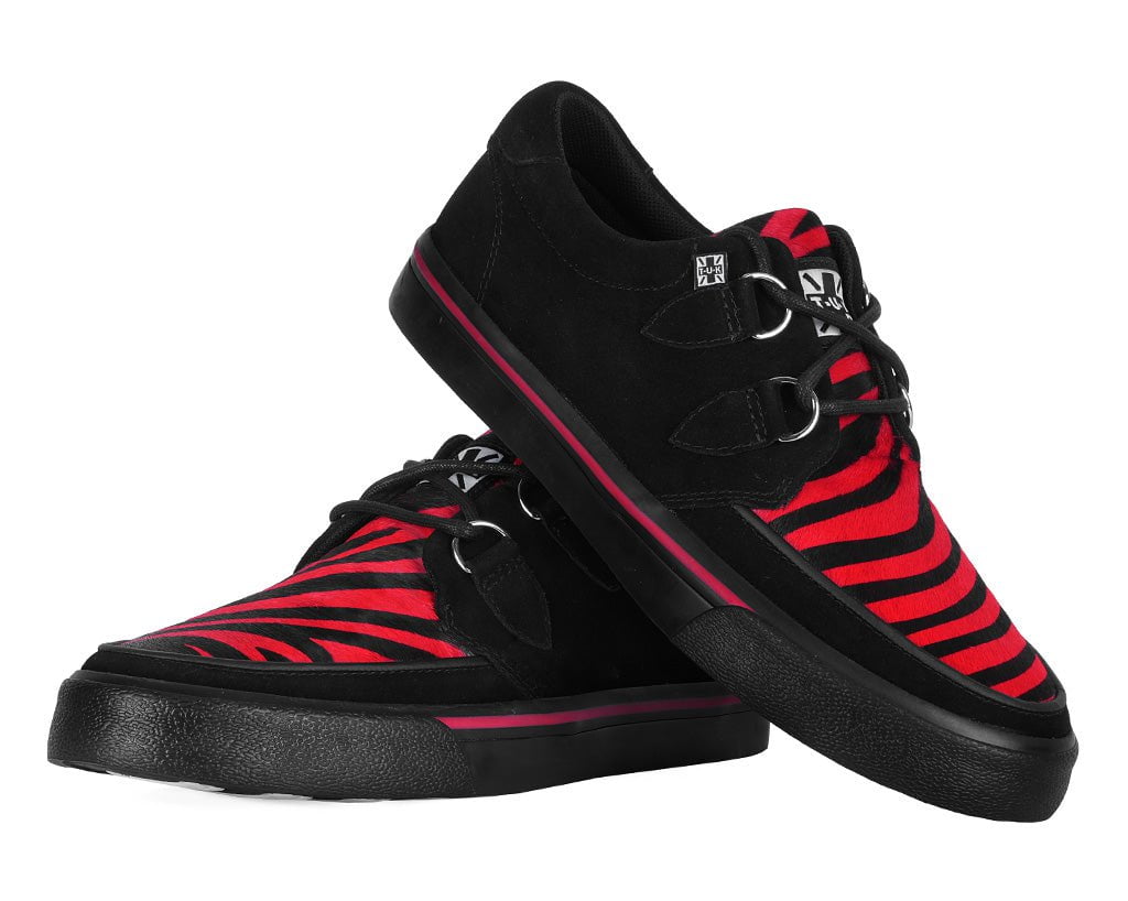 Black &Red Zebra Suede Creeper Sneaker