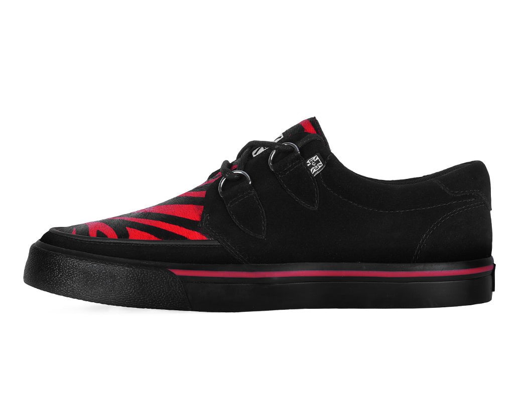 Black &Red Zebra Suede Creeper Sneaker