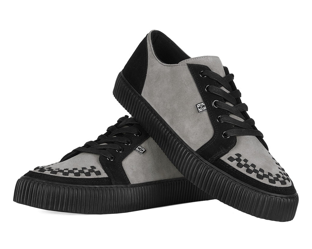 Black & Grey Suede Lace-Up Creeper Sneaker
