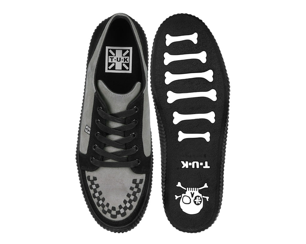 Black & Grey Suede Lace-Up Creeper Sneaker