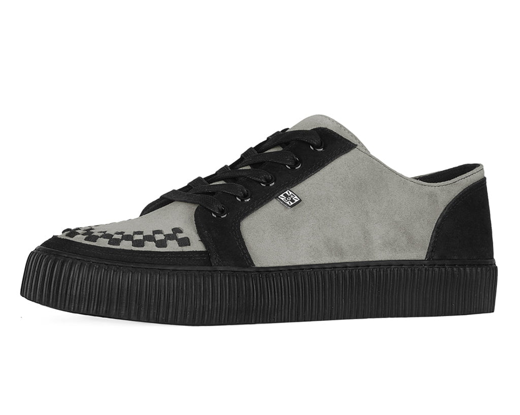 Black & Grey Suede Lace-Up Creeper Sneaker