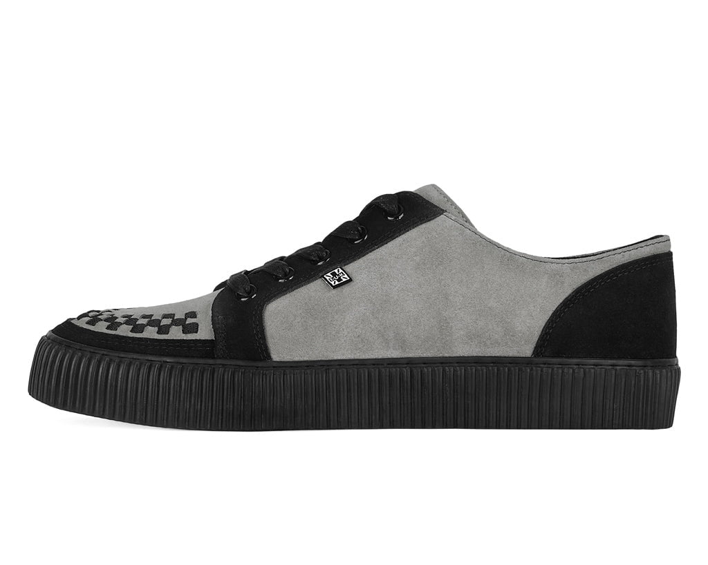 Black & Grey Suede Lace-Up Creeper Sneaker