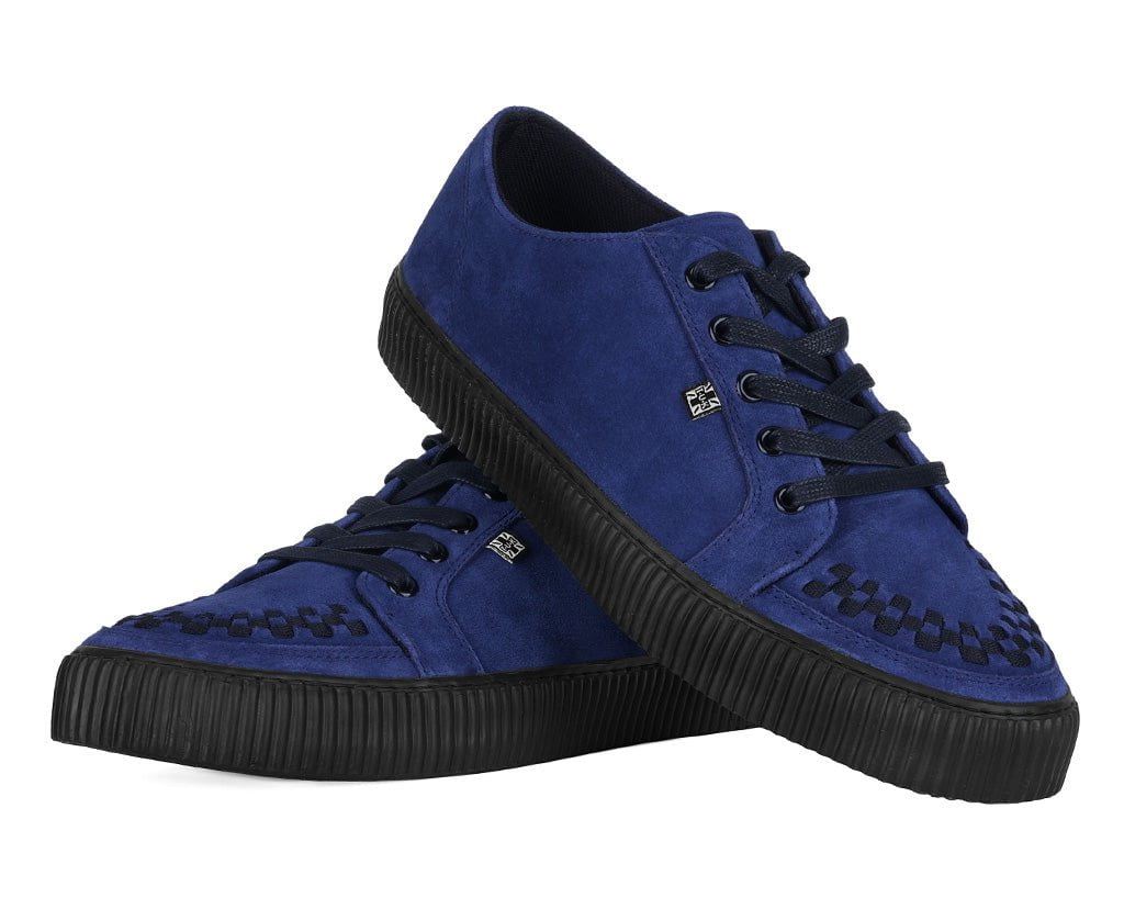 Navy Suede Lace-Up Creeper Sneaker