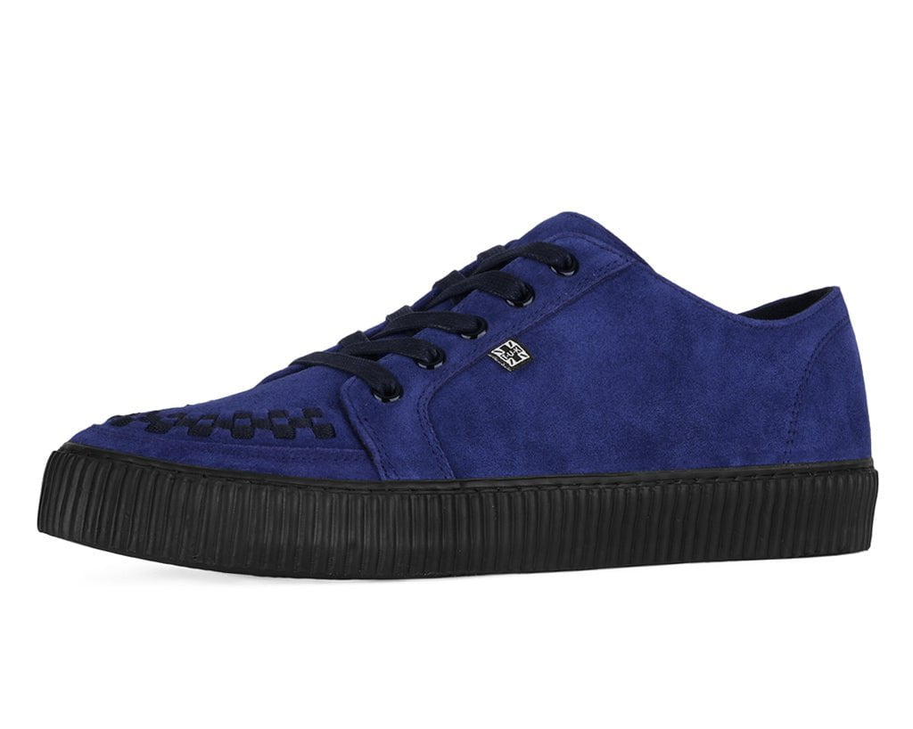 Navy Suede Lace-Up Creeper Sneaker