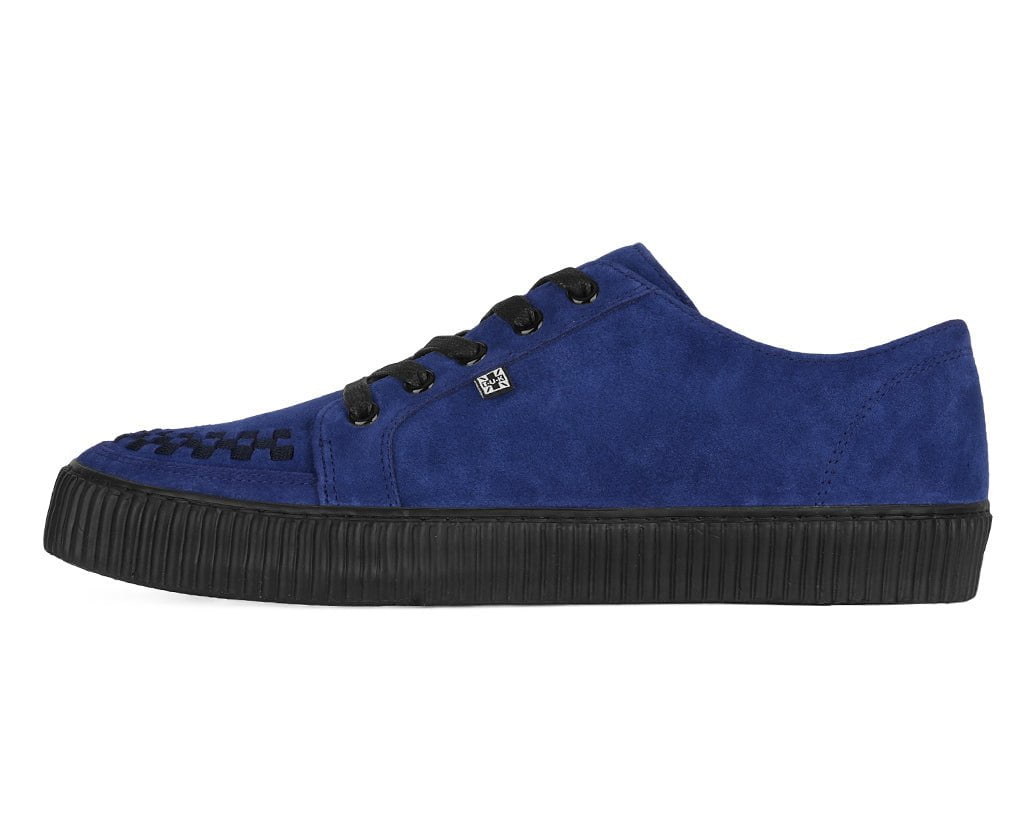 Navy Suede Lace-Up Creeper Sneaker