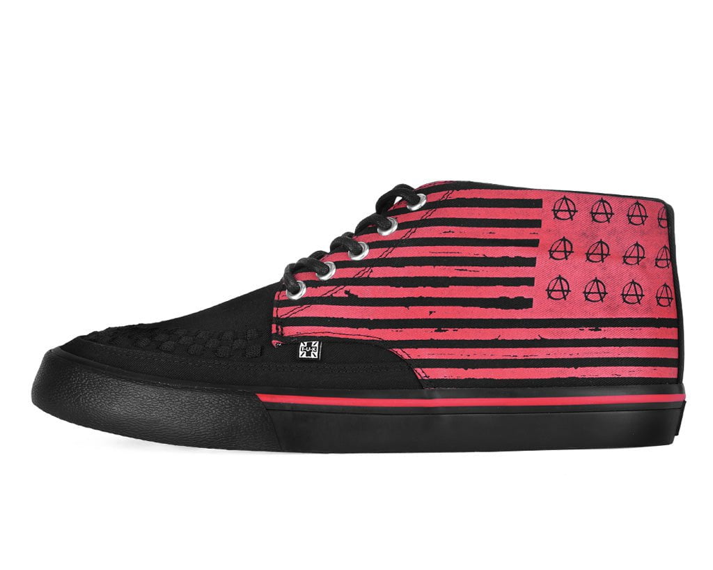 Black & Red Anarchy Striped 5 Eye Sneaker