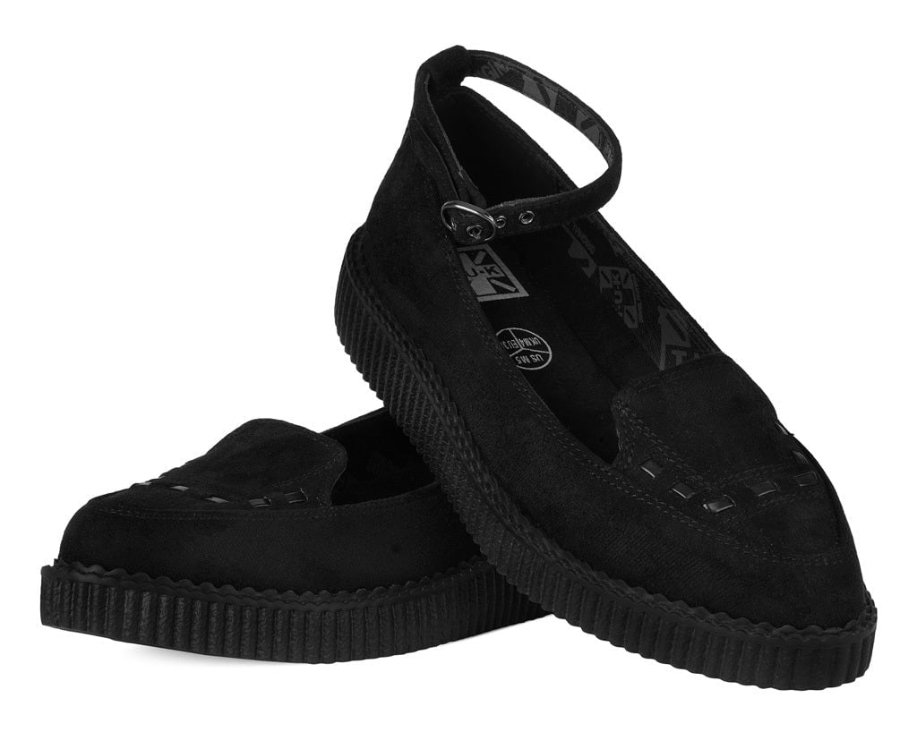 Black Pointed Interlace Ballet Strap Creeper