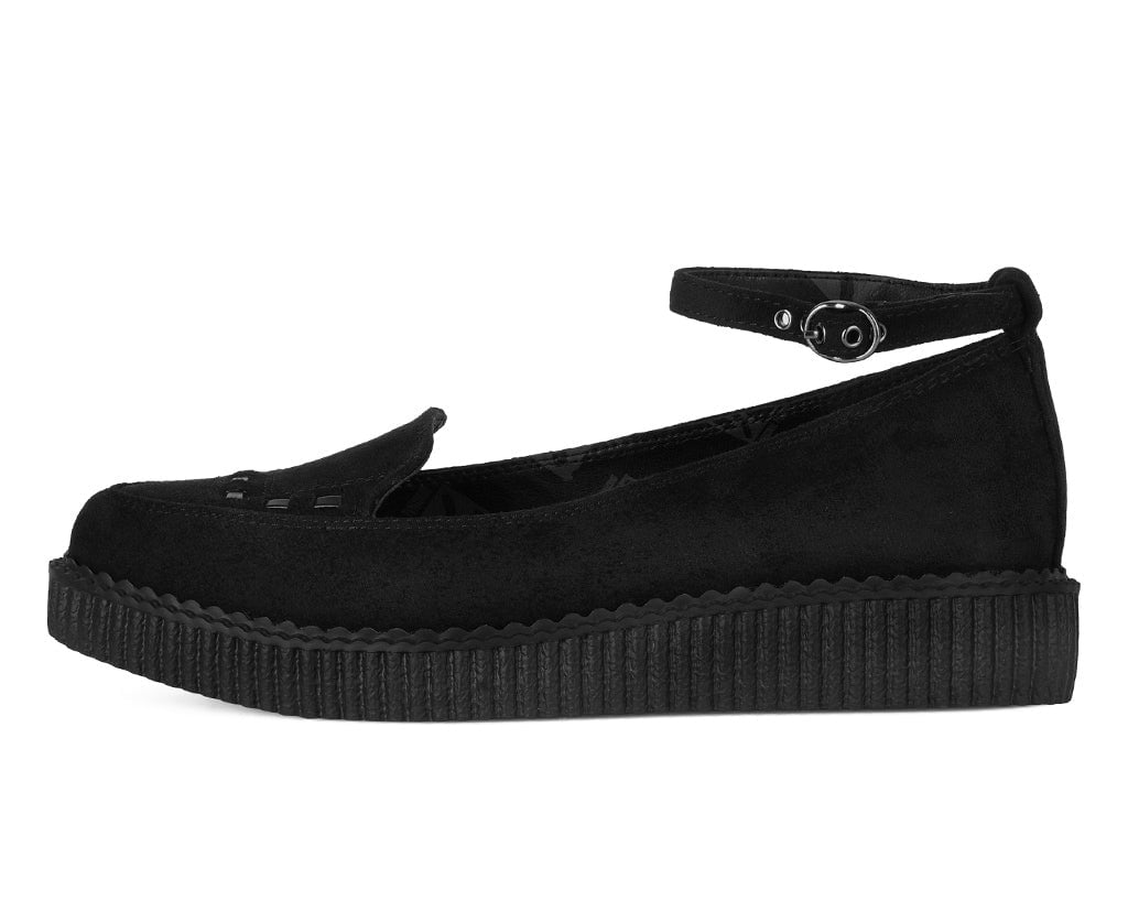 Black Pointed Interlace Ballet Strap Creeper